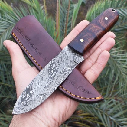 Damascus Kephart Knife with sheath | Bushcraft Knife | Fixed Blade | Custom Handmade knife