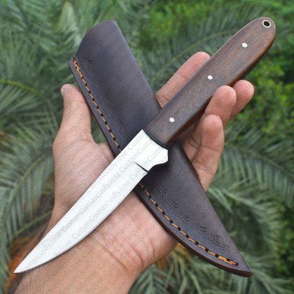 Hand Forged Stainless Steel Fillet knife with sheath | Fixed Blade Bushcraft knife
