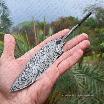 Damascus Blank Blade | Handmade Twist Damascus Steel Skinner Blank Blade